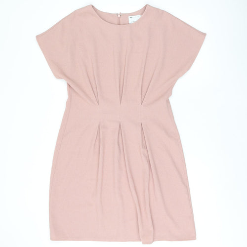 ASOS Womens Pink Polyester Shift Size 12 Boat Neck Zip