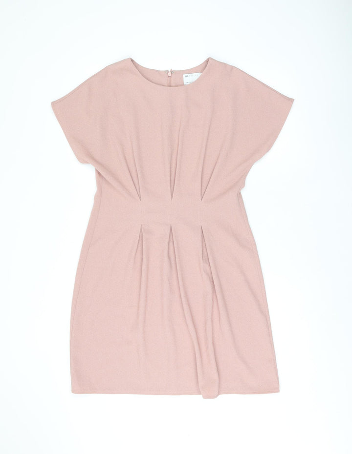 ASOS Womens Pink Polyester Shift Size 12 Boat Neck Zip