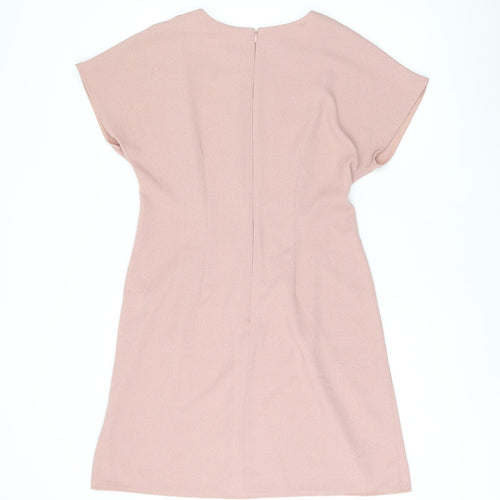 ASOS Womens Pink Polyester Shift Size 12 Boat Neck Zip