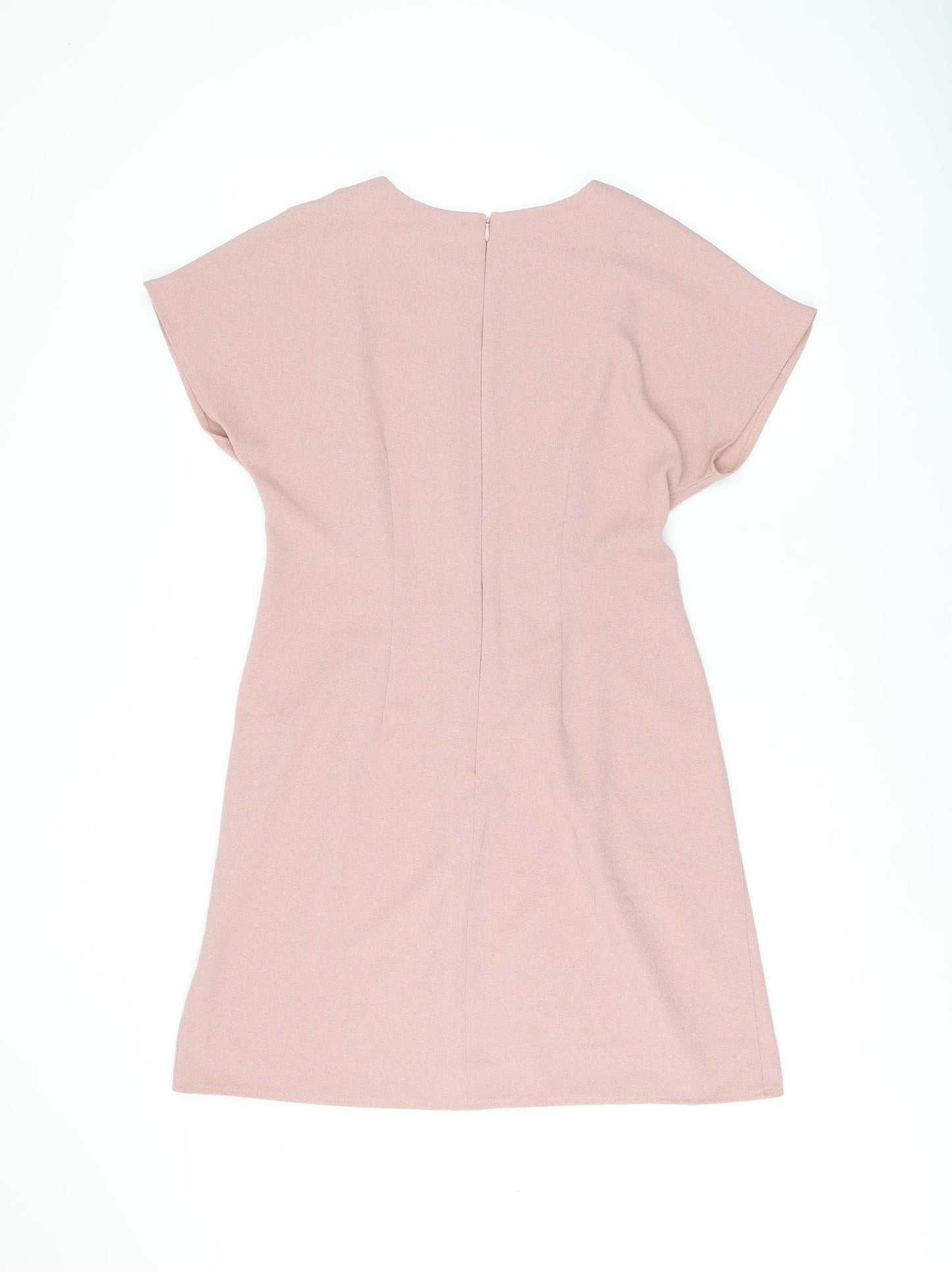 ASOS Womens Pink Polyester Shift Size 12 Boat Neck Zip