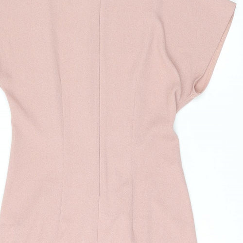 ASOS Womens Pink Polyester Shift Size 12 Boat Neck Zip