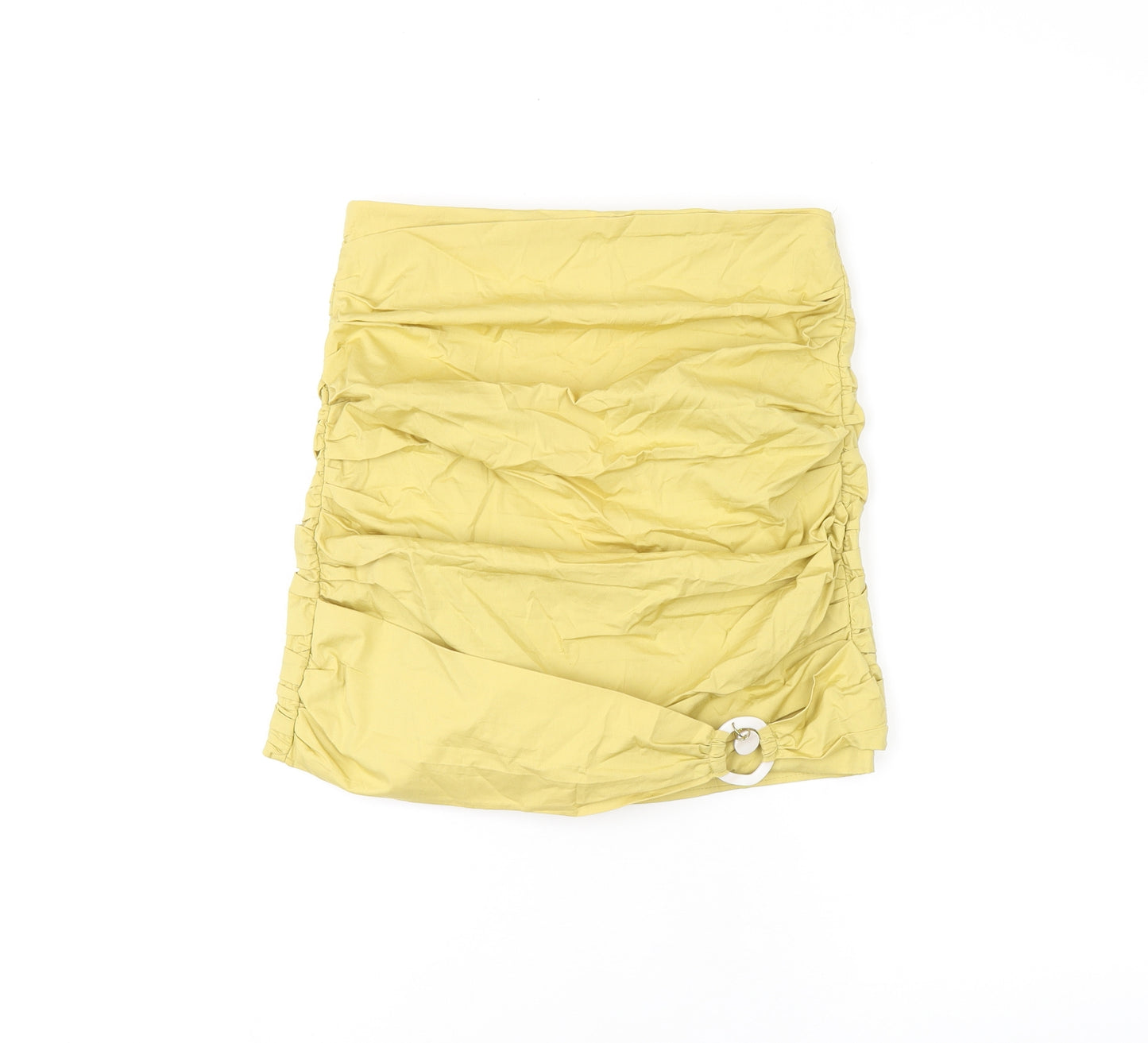 Zara Womens Yellow Polyester Mini Skirt Size S Zip