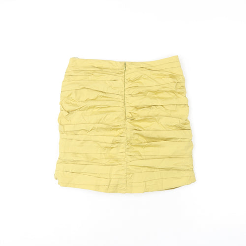 Zara Womens Yellow Polyester Mini Skirt Size S Zip