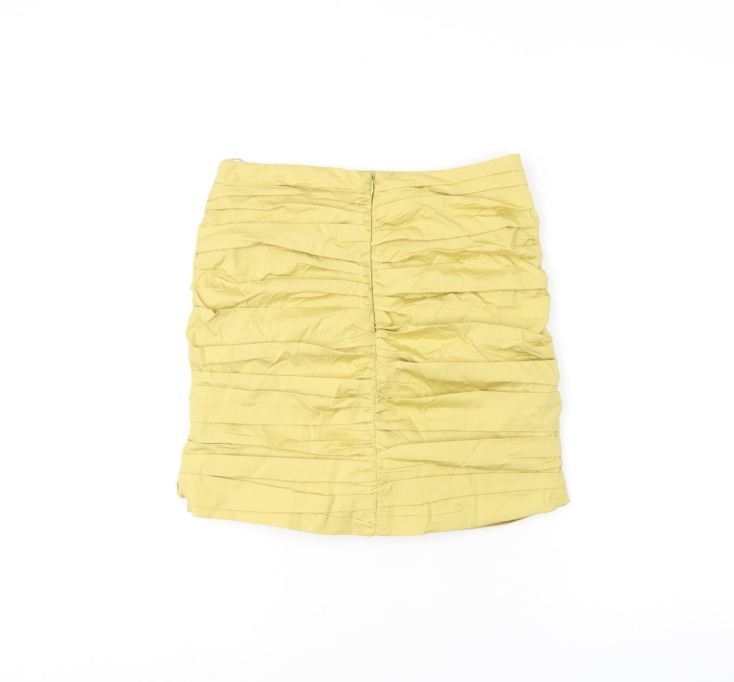 Zara Womens Yellow Polyester Mini Skirt Size S Zip