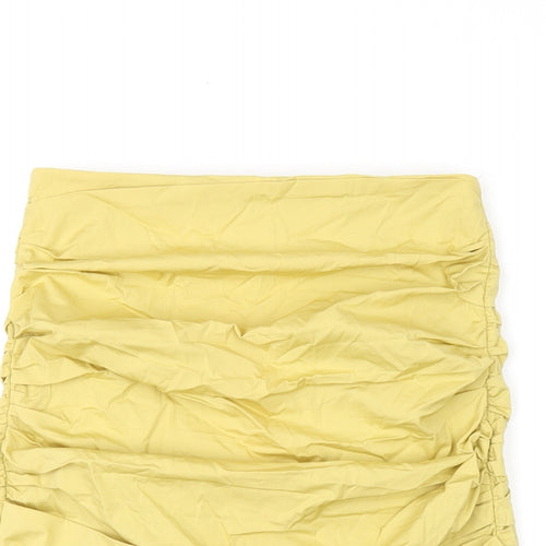 Zara Womens Yellow Polyester Mini Skirt Size S Zip