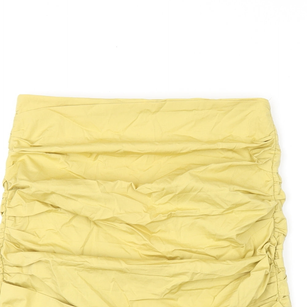 Zara Womens Yellow Polyester Mini Skirt Size S Zip