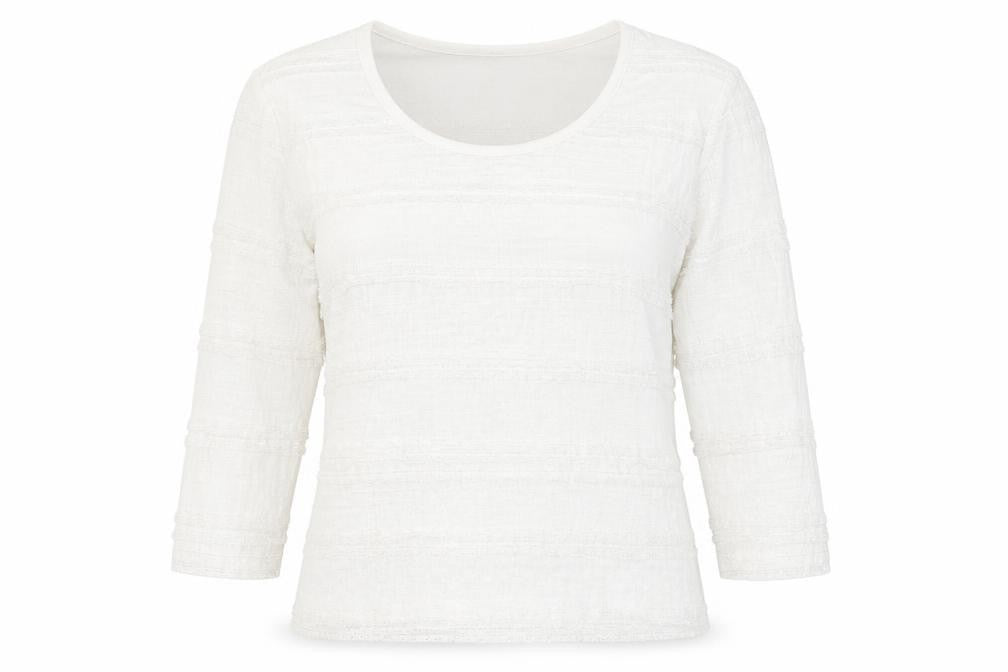Precis Womens White Nylon Jersey T-Shirt Size S Round Neck