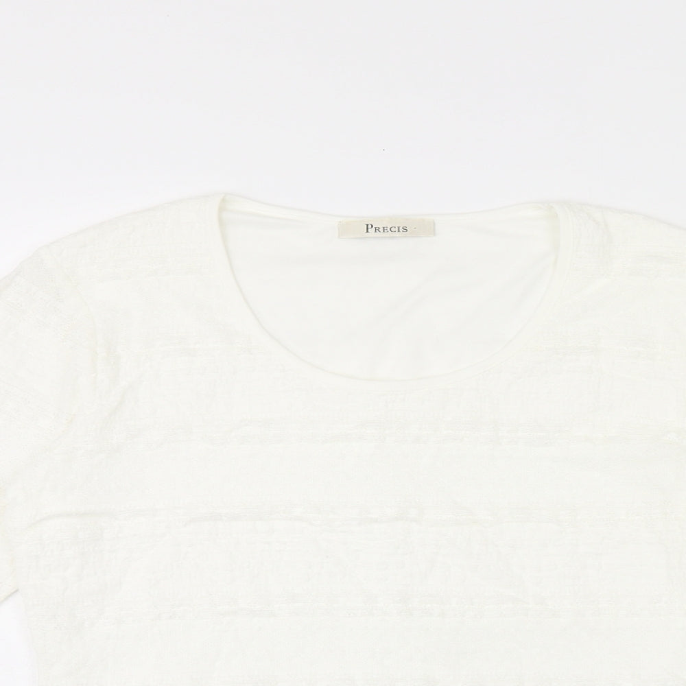 Precis Womens White Nylon Jersey T-Shirt Size S Round Neck