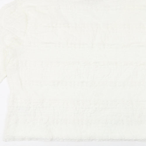 Precis Womens White Nylon Jersey T-Shirt Size S Round Neck