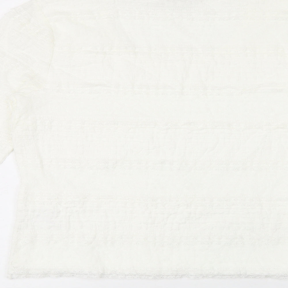 Precis Womens White Nylon Jersey T-Shirt Size S Round Neck