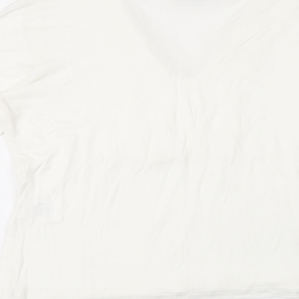 Precis Womens White Viscose Jersey T-Shirt Size S V-Neck
