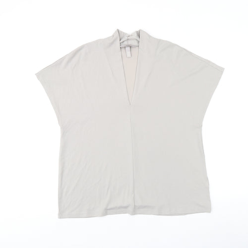 H&M Womens Grey Polyester Jersey T-Shirt Size M V-Neck