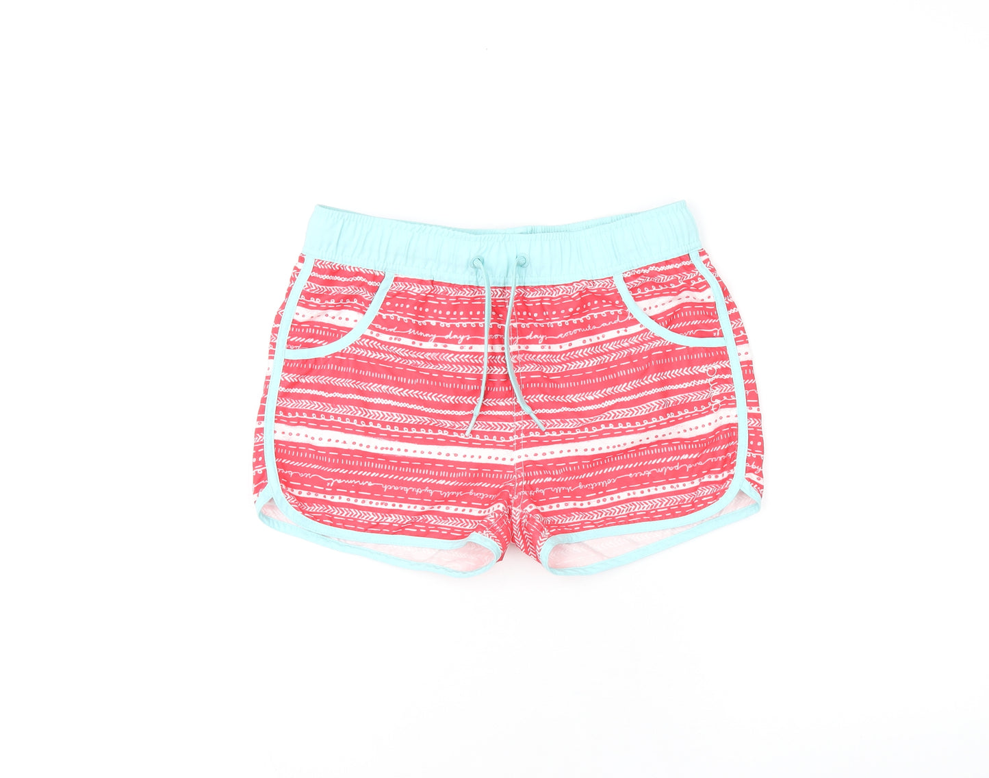 Animal Girls Red Geometric Polyester Sweat Shorts Size 11-12 Years Regular