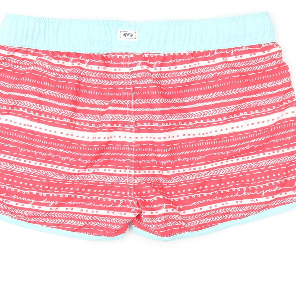 Animal Girls Red Geometric Polyester Sweat Shorts Size 11-12 Years Regular