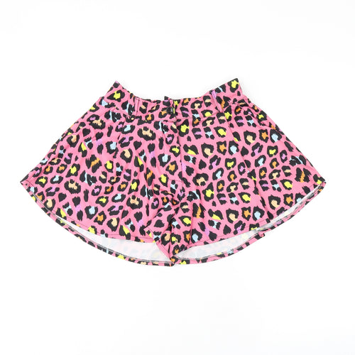 Stylewise Womens Pink Animal Print Polyester Basic Shorts Size M L3 in Regular Zip