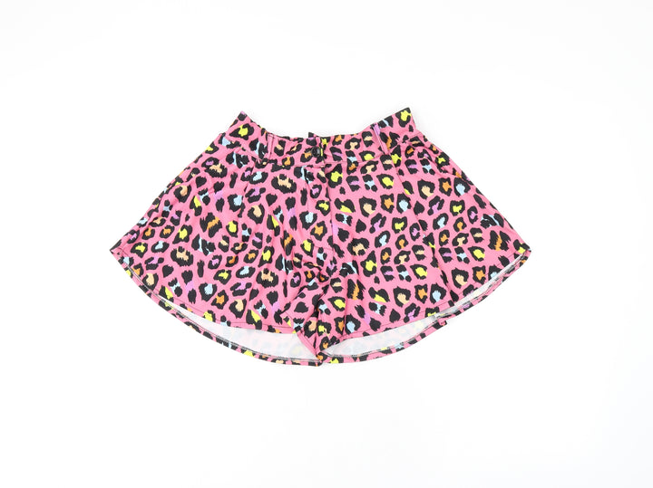 Stylewise Womens Pink Animal Print Polyester Basic Shorts Size M L3 in Regular Zip