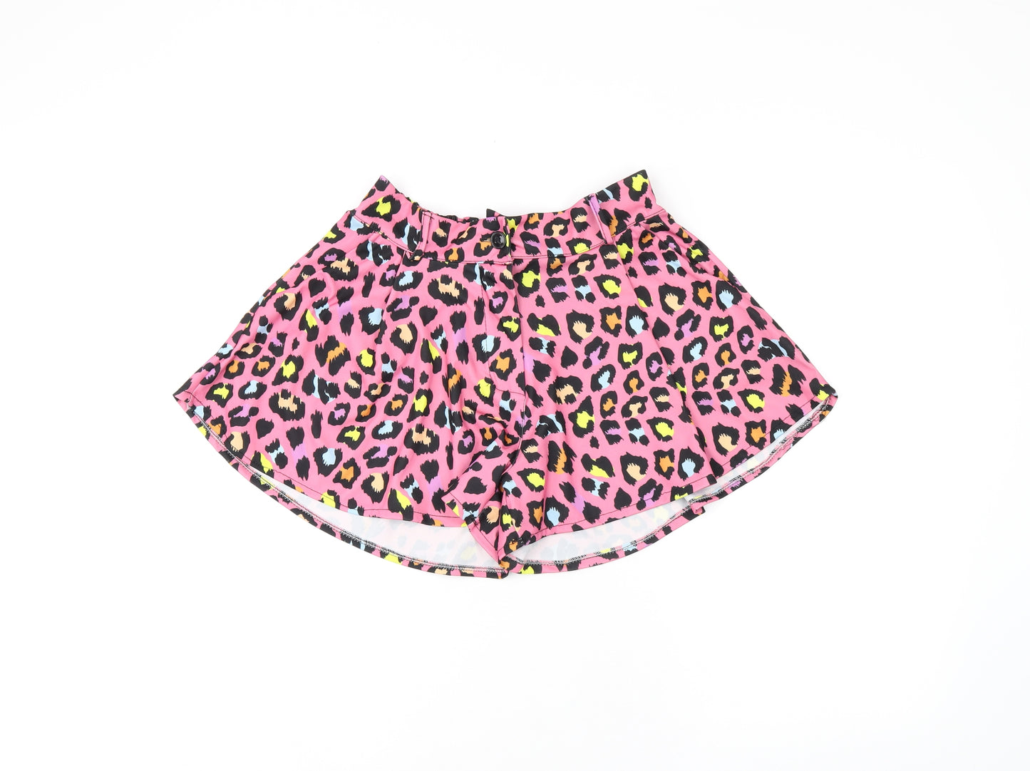 Stylewise Womens Pink Animal Print Polyester Basic Shorts Size M L3 in Regular Zip