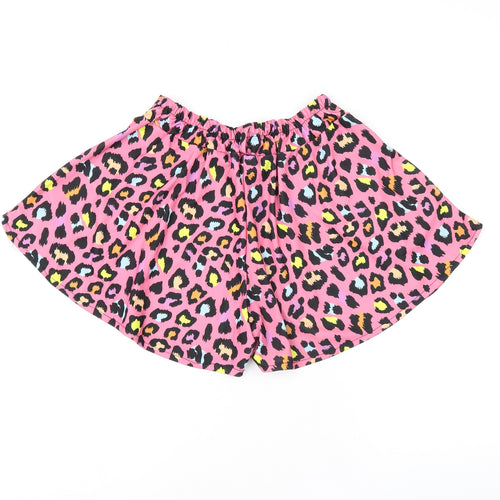 Stylewise Womens Pink Animal Print Polyester Basic Shorts Size M L3 in Regular Zip