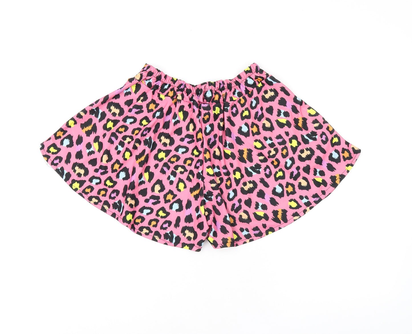 Stylewise Womens Pink Animal Print Polyester Basic Shorts Size M L3 in Regular Zip