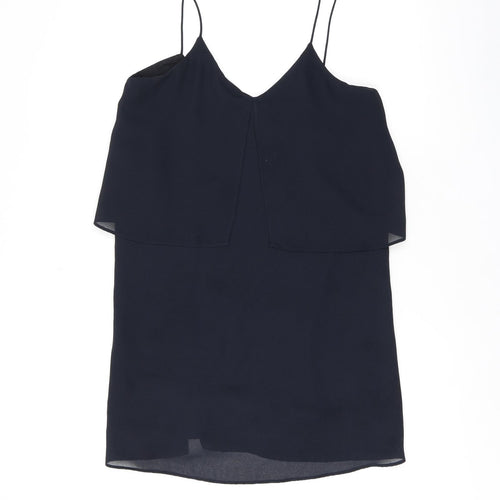 Mango Womens Blue Polyester Shift Size 6 V-Neck Pullover
