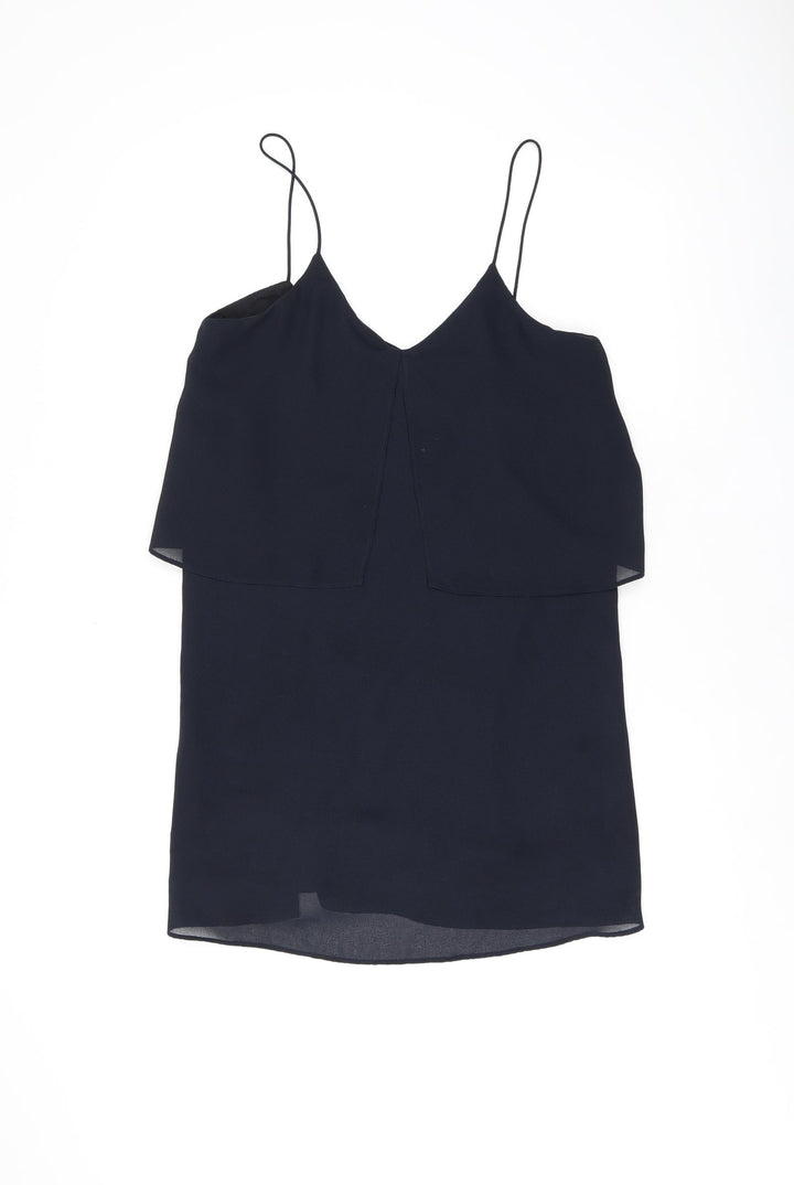 Mango Womens Blue Polyester Shift Size 6 V-Neck Pullover