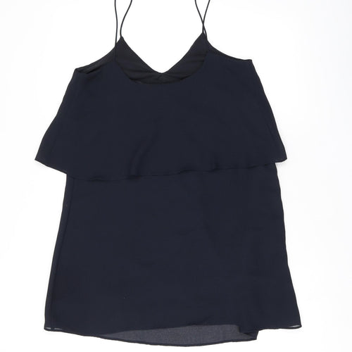 Mango Womens Blue Polyester Shift Size 6 V-Neck Pullover