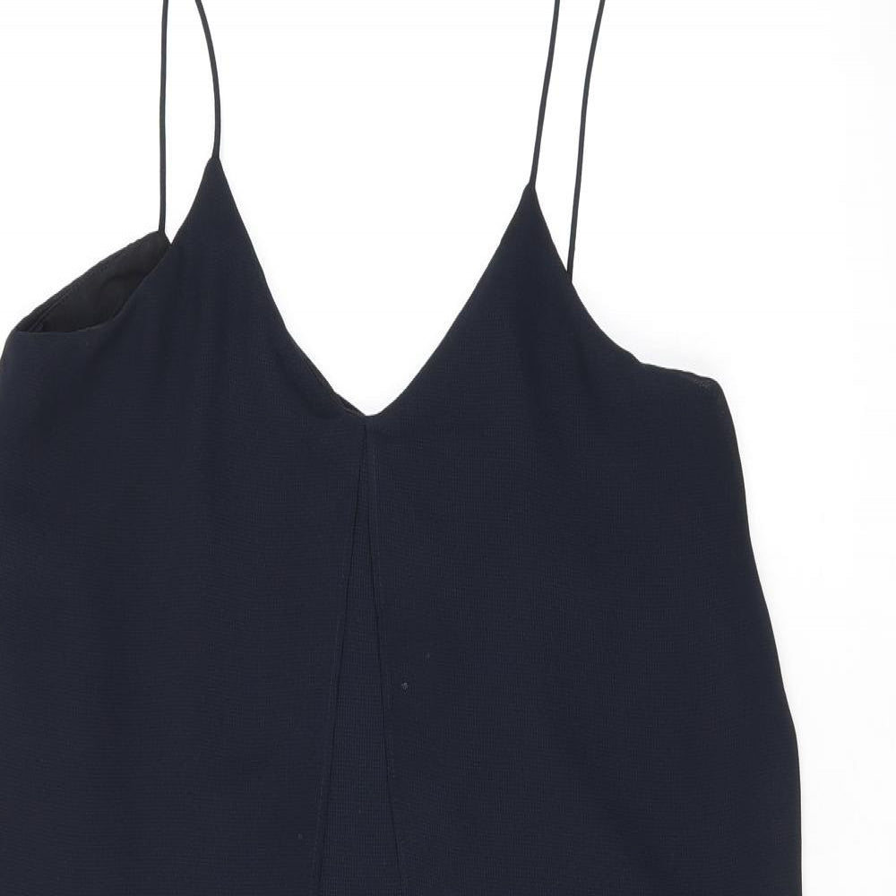 Mango Womens Blue Polyester Shift Size 6 V-Neck Pullover