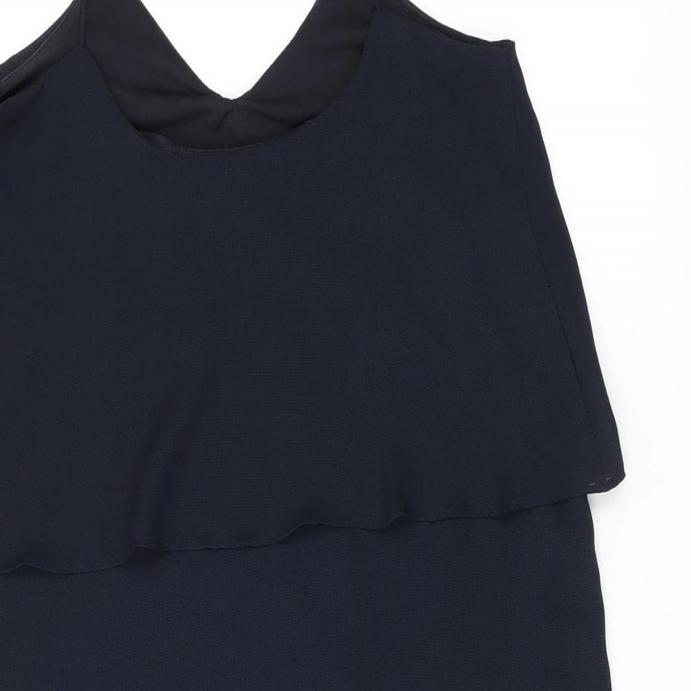 Mango Womens Blue Polyester Shift Size 6 V-Neck Pullover