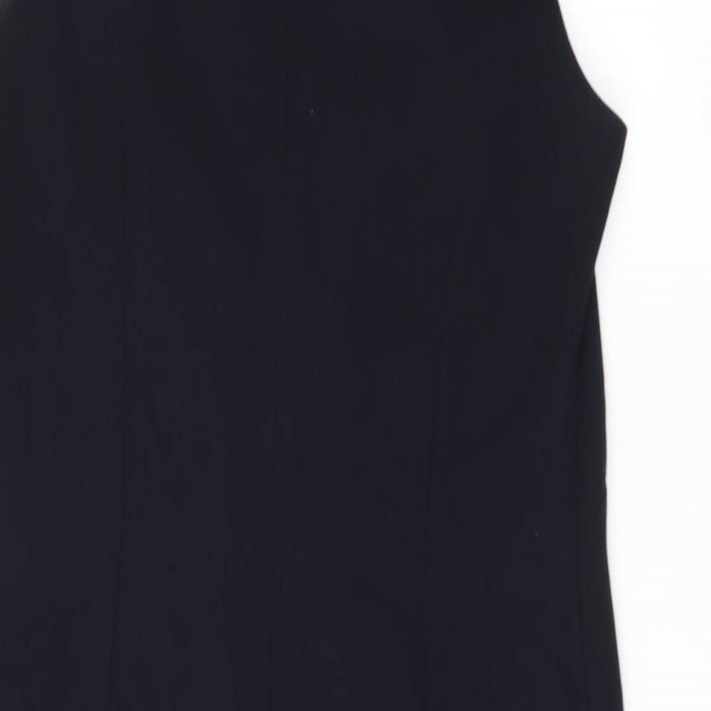 Anne Brooks Womens Black Polyester Shift Size 12 Round Neck Zip