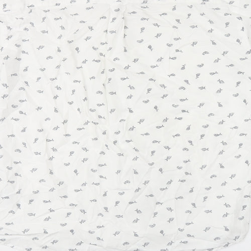 NEXT Mens White Geometric Cotton Button-Up Size S Collared Button - Fish print