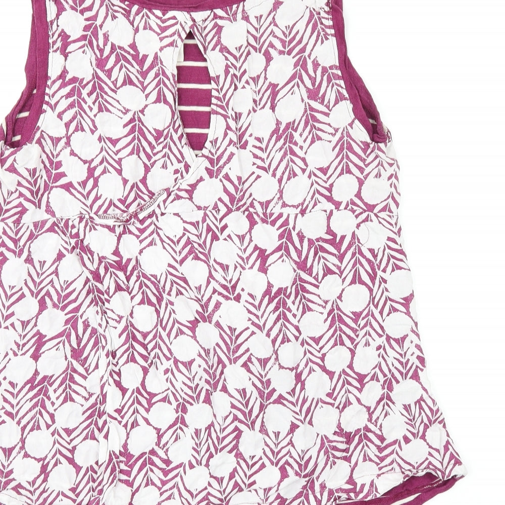 Weird Fish Womens Purple Geometric Polyester Jersey T-Shirt Size 12 Boat Neck