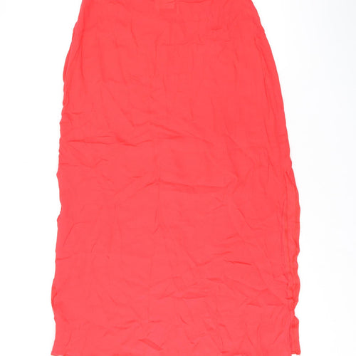 Wallis Womens Red Viscose Swing Skirt Size 14 Zip - Split hem