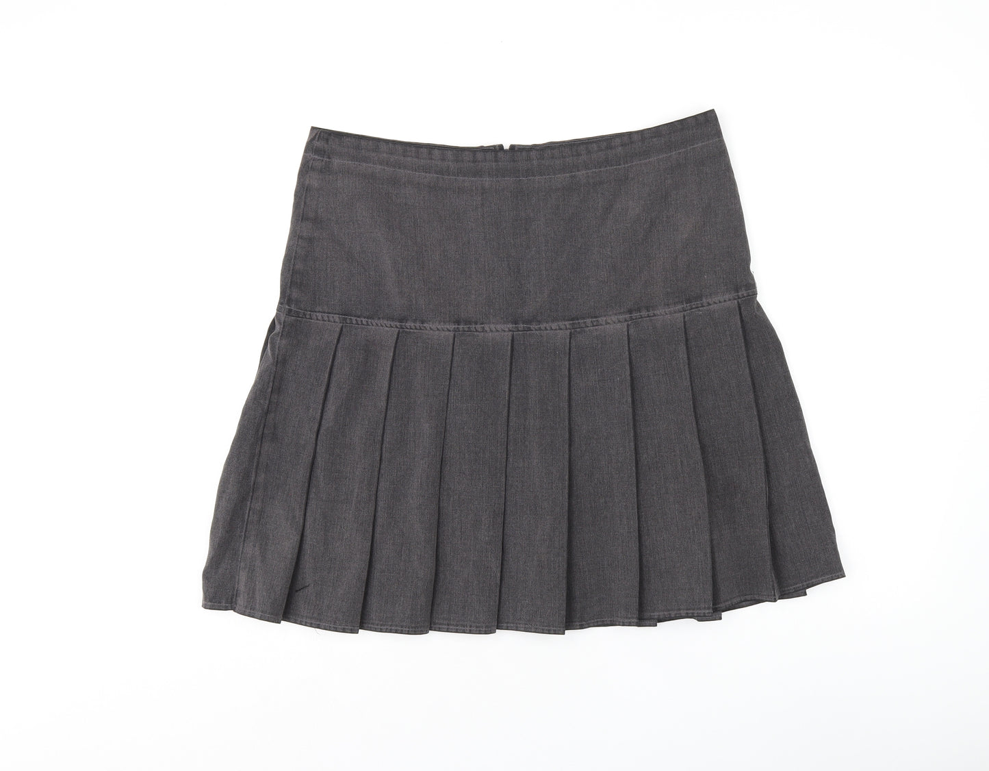 ZECO Womens Grey Polyester Pleated Skirt Size 16 Zip