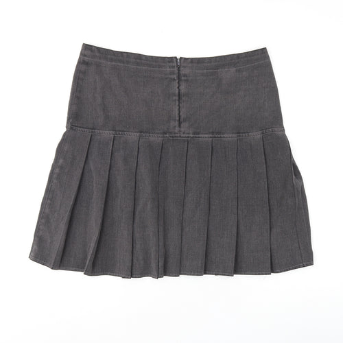 ZECO Womens Grey Polyester Pleated Skirt Size 16 Zip