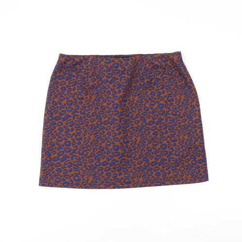 Marks and Spencer Womens Brown Animal Print Polyester Mini Skirt Size 16