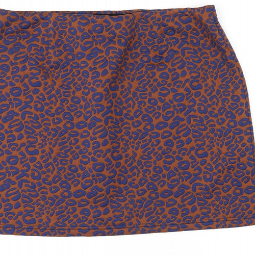 Marks and Spencer Womens Brown Animal Print Polyester Mini Skirt Size 16