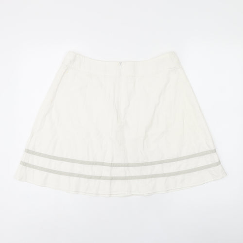 ROXY Womens White Polyester Skater Skirt Size M Zip
