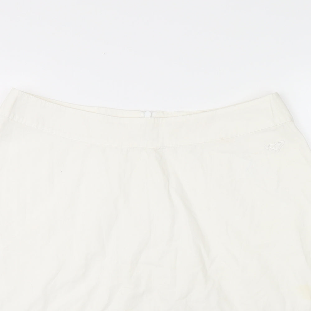 ROXY Womens White Polyester Skater Skirt Size M Zip