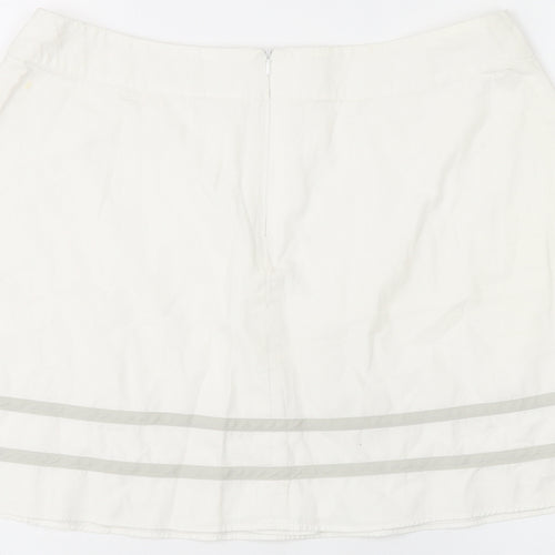 ROXY Womens White Polyester Skater Skirt Size M Zip