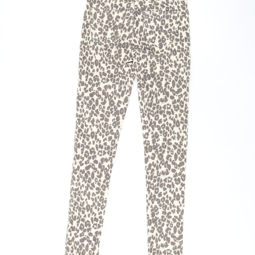 H&M Girls Beige Animal Print Cotton Jegging Jeans Size 11-12 Years L26 in Regular Pullover - Leopard print