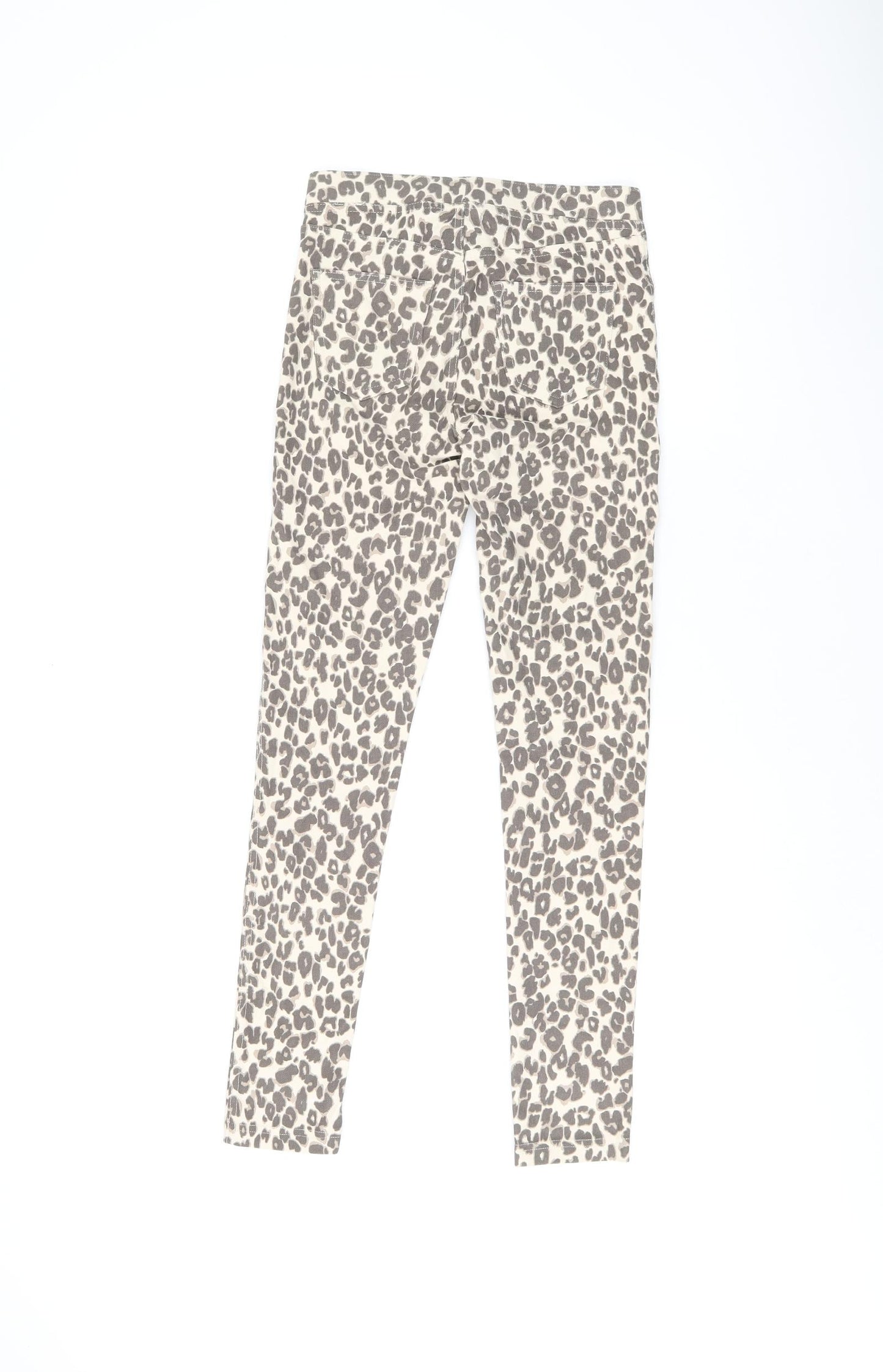 H&M Girls Beige Animal Print Cotton Jegging Jeans Size 11-12 Years L26 in Regular Pullover - Leopard print