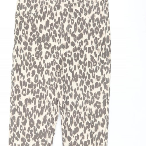 H&M Girls Beige Animal Print Cotton Jegging Jeans Size 11-12 Years L26 in Regular Pullover - Leopard print