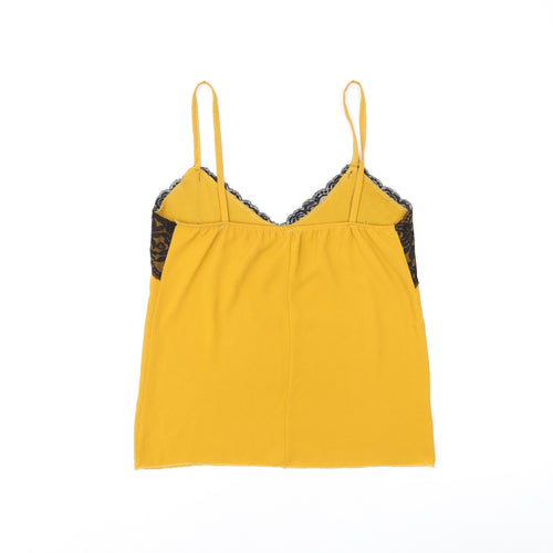 Made in Italy Womens Yellow Polyester Camisole T-Shirt Size 8 V-Neck - Lace detail