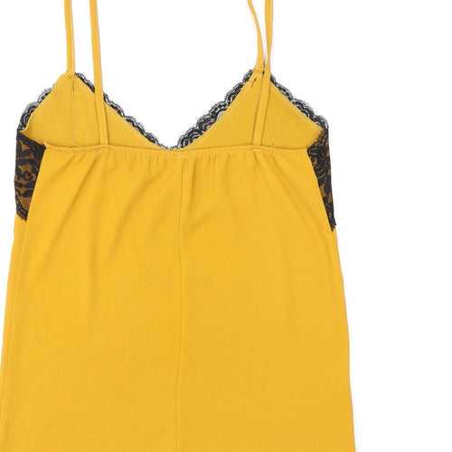 Made in Italy Womens Yellow Polyester Camisole T-Shirt Size 8 V-Neck - Lace detail