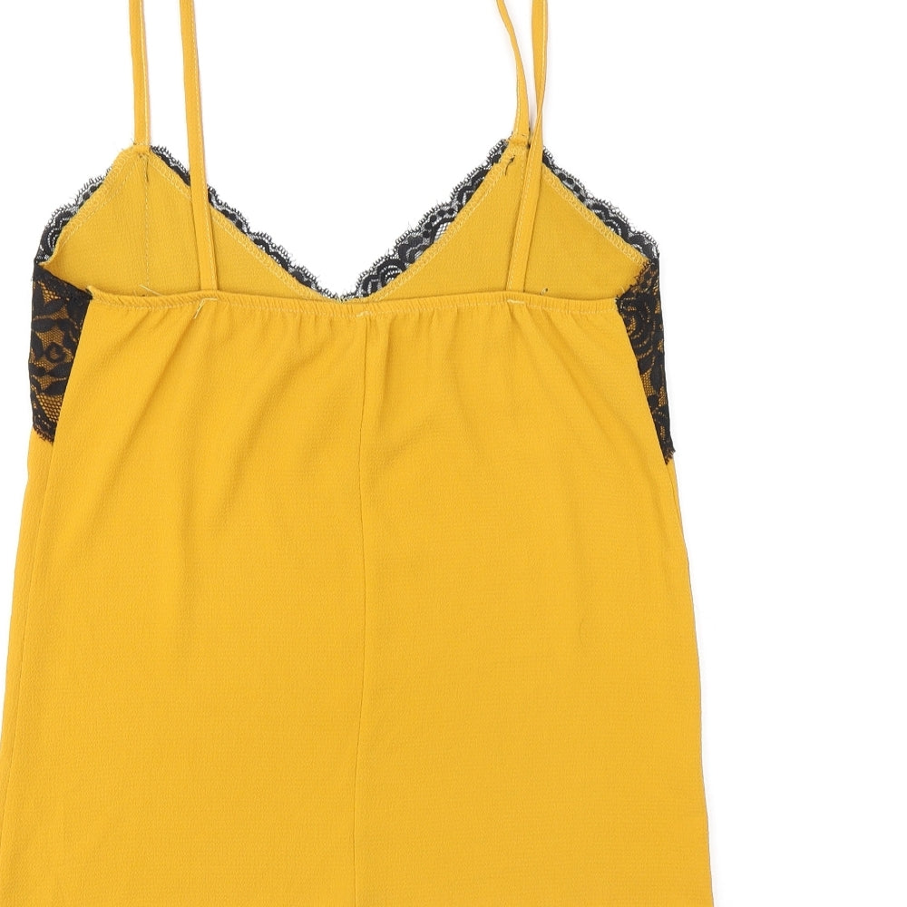 Made in Italy Womens Yellow Polyester Camisole T-Shirt Size 8 V-Neck - Lace detail
