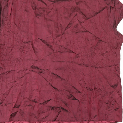 M&Co Womens Red Acetate Basic T-Shirt Size 16 V-Neck