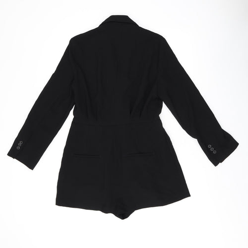 Zara Womens Black Polyester Playsuit One-Piece Size M Zip - Blazer style