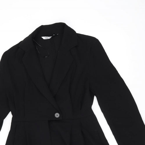 Zara Womens Black Polyester Playsuit One-Piece Size M Zip - Blazer style