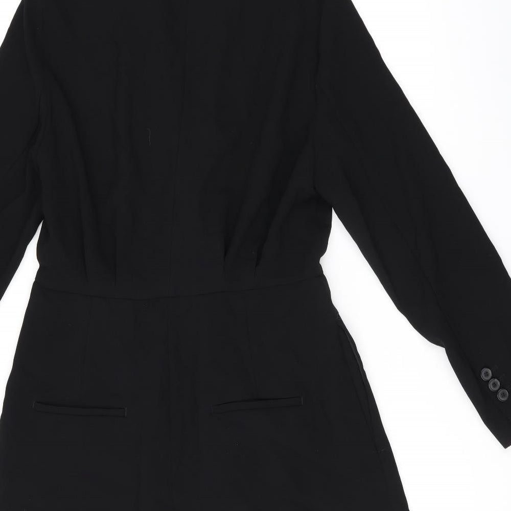 Zara Womens Black Polyester Playsuit One-Piece Size M Zip - Blazer style