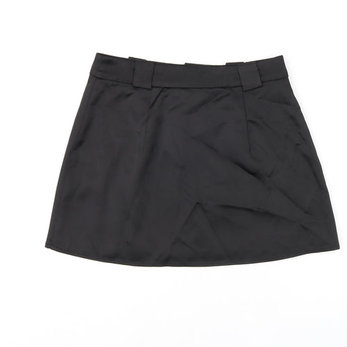 Topshop Womens Black Polyester Mini Skirt Size 6 Zip